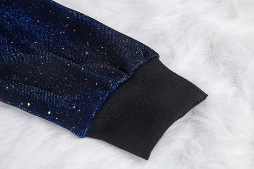 Vista 4 de EOSIEDUR Conjunto sexy de 2 piezas para mujer, lentejuelas plateadas con purpurina y camiseta y pantalones brillantes metálicos