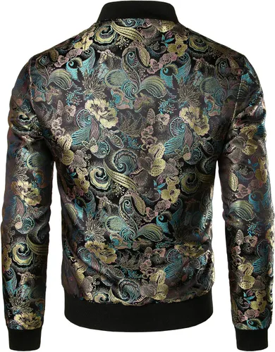 Vista 3 de JOGAL - Chaqueta de lujo satinada con bordado floral para hombre