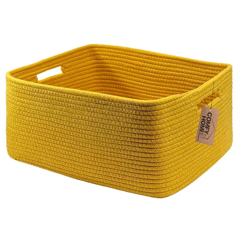 Vista 40 de COMFY-HOMI Cestas de almacenamiento de 11.5 x 7.5 x 4.7 pulgadas para organizar, cesta tejida de cuerda de algodón, caja de almacenamiento de marrón