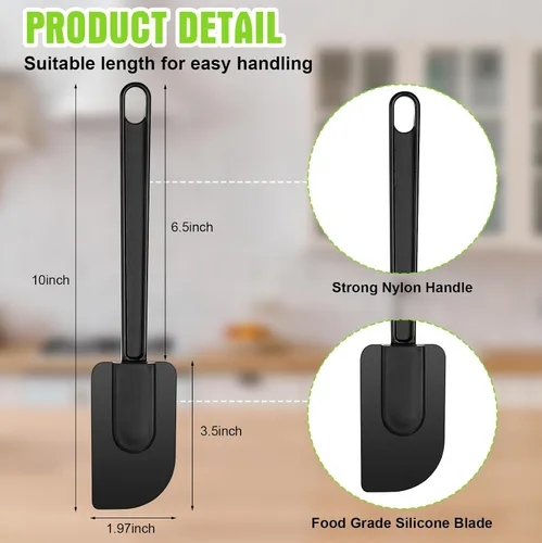 Vista 2 de Meekoo 5 espátulas de goma de 10 pulgadas, espátula de silicona resistente Negro