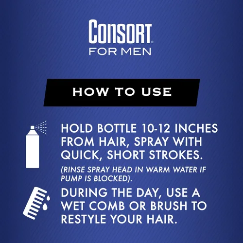 Vista 7 de Consort Spray para el cabello para hombres, sujeción extra, sin perfume, sin aerosol, 8 onzas líquidas