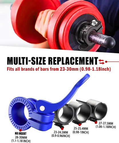 Vista 2 de Mini Pro Barbell Clips de 1 pulgada I Collar de barra ajustable de varios tamaños I Abrazaderas de barra de 1 pulgada, clips de peso de liberación
