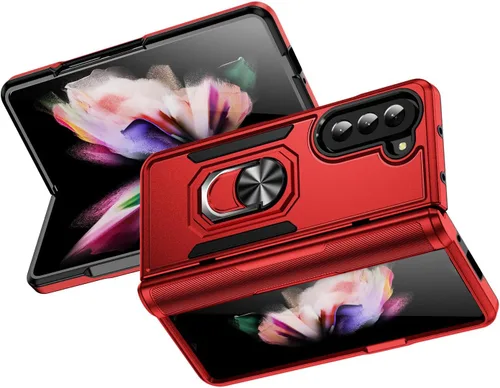 Vista 12 de Funda para Samsung Galaxy Z Fold 5 con anillo de soporte, imán de sujeción agradable a la piel, de alto valor, para Samsung Galaxy Z Fold 5, funda