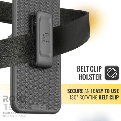 Vista 3 de Diseñada para iPhone 14 Plus - Funda con clip para cinturón y funda tipo pistolera - Funda protectora con soporte para teléfono - Negro (Puntos)