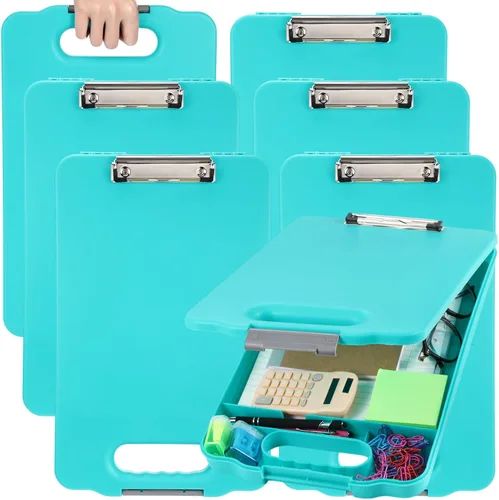 Vista 8 de Fainne Portapapeles resistente con compartimentos de plástico de almacenamiento y asa, portapapeles plegable de gran capacidad con almacenamiento