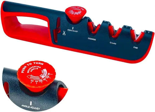 Vista 3 de Cuchillo de cocina de tres etapas 4 en 1 más herramienta afiladora de tijeras con ángulo de hoja ajustable