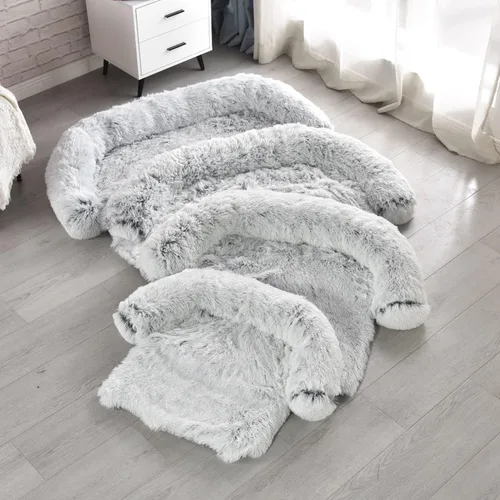Vista 9 de Cama impermeable calmante para perro, protector de sofá para mascotas, tapete de felpa para perro, funda para muebles de mascotas con refuerzo suave