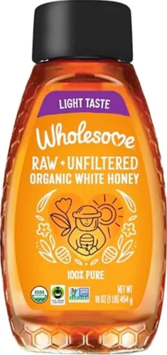 Vista 5 de Wholesome Sweeteners 16 onzas de miel cruda orgánica no filtrada blanca en tarro, 100% pura, certificada de comercio justo, sin OMG, verificación