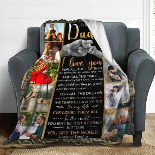 Vista 5 de Mantas personalizadas con fotos, manta para el día del padre: fabricada en Estados Unidos, mantas personalizadas con imágenes, manta personalizada
