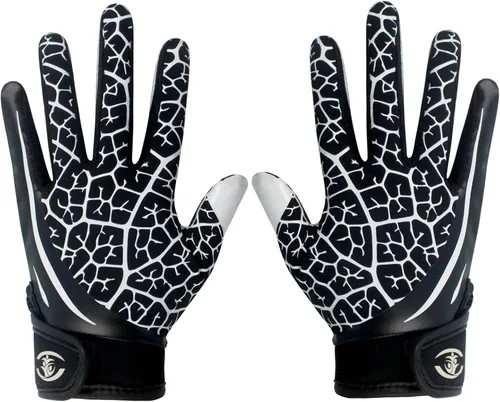 Vista 13 de Guantes de receptor de fútbol americano juvenil, guantes de fútbol americano con agarre de silicona para niños y niñas con Super Stick