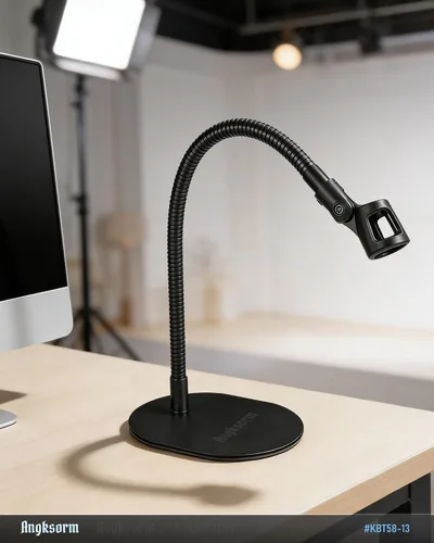 Vista 7 de KBT58 - Soporte de micrófono de escritorio de 13 pulgadas, soporte de micrófono de cuello de cisne flexible de alta resistencia con base de montaje