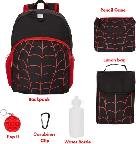 Vista 2 de RALME Juego de mochila para niños, 16 pulgadas, 6 piezas, incluye bolsa de almuerzo plegable, botella de agua, llavero y estuche para lápices