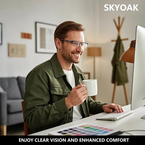 Vista 2 de SKYOAK Paquete de 2 lentes de sol de lectura prémium para hombres con protección UV400 al aire libre, TR90 lentes de lectura ligeros tintados
