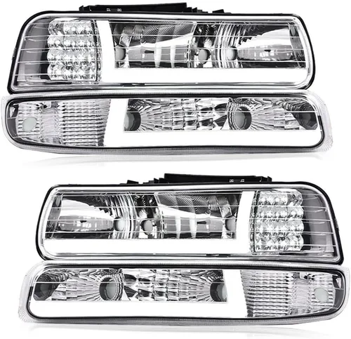 Vista 11 de PIT66 Conjunto de faros LED compatible con Chevy Silverado 1999-2002 / 2000-2006 Tahoe Suburban faros delanteros lente transparente, carcasa negra