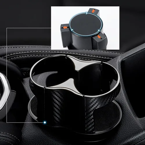 Vista 4 de Adaptador expansor de portavasos para automóvil 2 en 1 con base ajustable, soporte giratorio para bebidas
