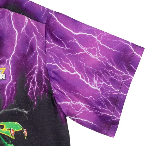 Vista 8 de Monster Jam Trucks Grave Digger - Camisa hawaiana de manga corta con botones para niños