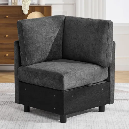 Vista 26 de WUTUTUEE Sofá seccional modular en forma de L de 83" con almacenamiento y otomano móvil, sofá convertible de 4 asientos reversible chaise de Beige