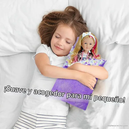 Vista 8 de June Garden Cozy Dream - Saco de dormir reversible para muñeca, juego de 2 piezas, accesorio para muñeca con almohada, se adapta a muñecas American