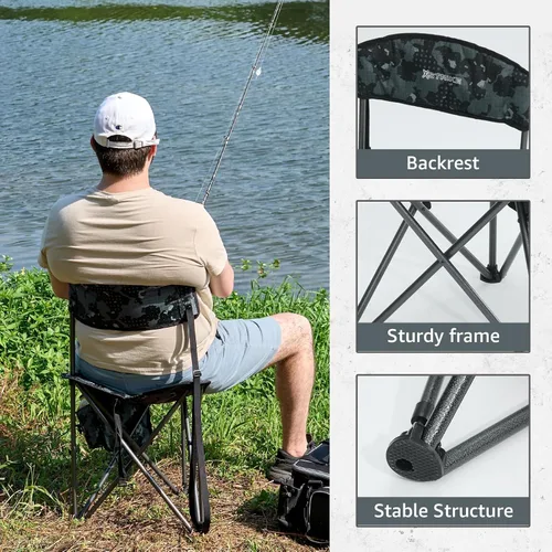 Vista 4 de X Strike Sillas de pesca con soporte para caña de pescar al aire libre plegable