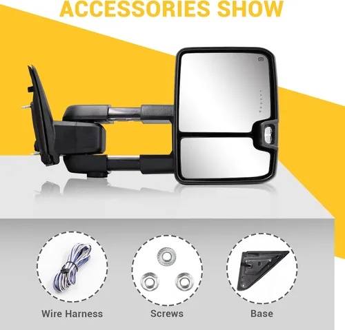 Vista 8 de Espejos de remolque para Dodge Ram 1500 2009-2018, Dodge Ram 2500 3500 2010-2018 con función de vidrio eléctrico, sensor de temperatura, flecha