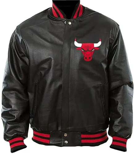 Vista 2 de Chaqueta de cuero de bombardero de béisbol vintage de Chicago para hombre, chaqueta de cuero negro con letras Ultra Game Letterman Baseball Varsity