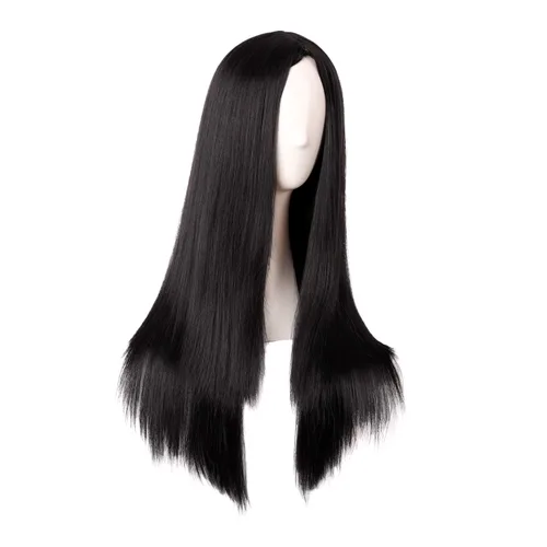Vista 2 de MapofBeauty - Peluca sintética larga especial para mujer, de 28 pulgadas (70 cm), cabello lacio, color negro