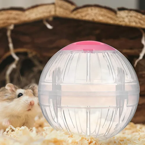 Vista 2 de POPETPOP 2 juguetes de hámster, pelota de ejercicio transparente, rueda de hámster para hámsteres enanos, mascotas pequeñas, correr para aumentar
