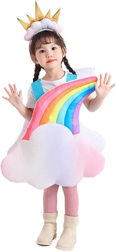 Vista 3 de Seasons Todder - Disfraz de arco iris iluminado, diseño de nube, 7 colores, con tocado de sol