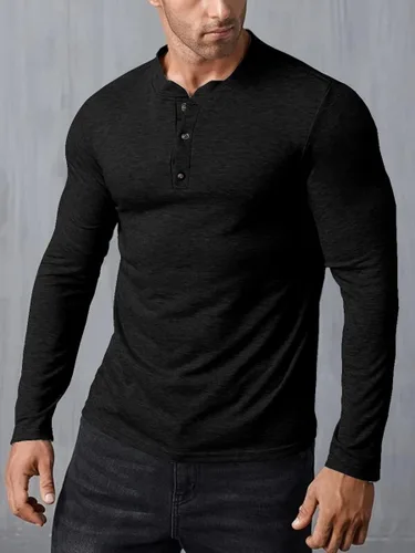 Vista 2 de Wihion Camisetas de manga larga para hombre, estilo casual, camisetas básicas