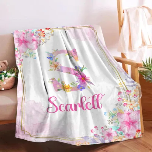 Vista 67 de Manta de bebé personalizada para niñas y niños pequeños, recién nacidos, regalos personalizados de vaca floral con nombre y texto, 40 x 30 pulgadas