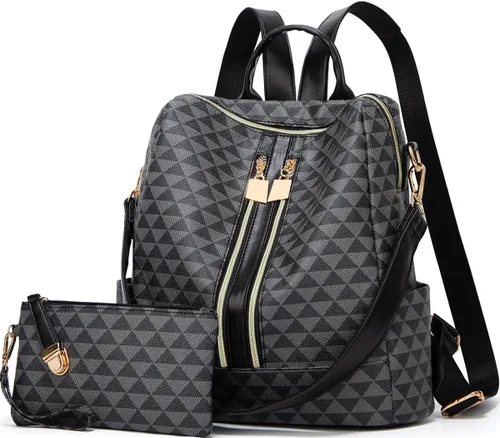 Vista 27 de Makes - Bolso tipo mochila para mujer, de piel sintética, bolso de viaje con diseño convertible a cartera, 12 pulg., Mochilas de viaje