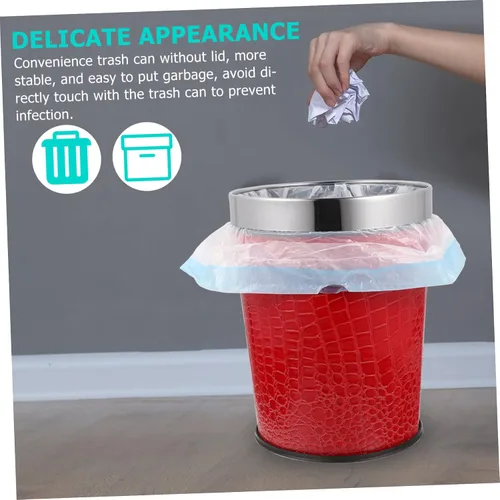 Vista 4 de Lidless - Cubo de basura retro multiusos para uso doméstico, para oficina, dormitorio y baño, compatible con bolsas de basura estándar