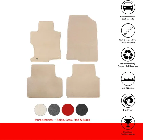 Vista 2 de Alfombrilla de piso compatible con Honda Accord Sedan 2008-2012 de 4 puertas únicamente, alfombras de nylon beige delanteras y traseras de 4 piezas