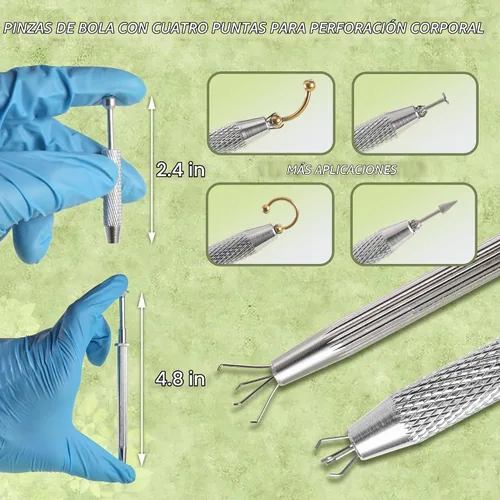 Vista 4 de Herramienta Agarradora de Bola Cónica de Perforación 14G, 16G, 18G, 20G para Cambiar Joyas de Perforación sin Rosca, Pasador de Inserción