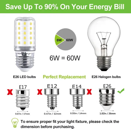 Vista 4 de Bombilla LED para refrigerador KEI D34L 3.5W - 6W, 40W 60W equivalente a bombillas de repuesto para refrigerador Frigidaire Kenmore KEL 3418L