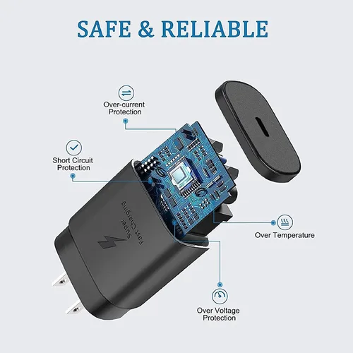 Vista 3 de Cargador súper rápido USB C de 25 W con cable tipo C de 5 pies para Samsung Carga súper rápida, compatible con Galaxy