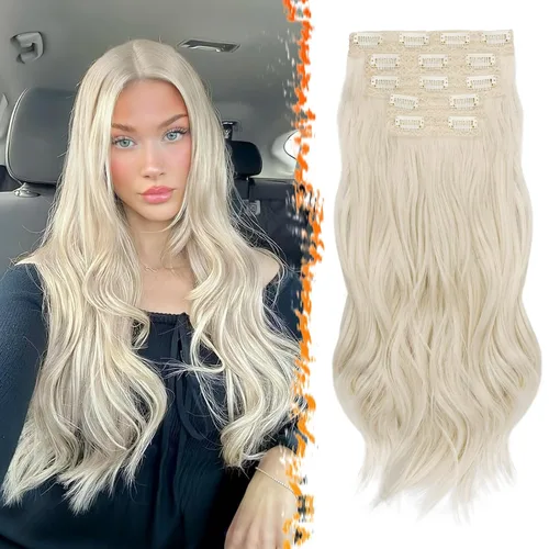 Vista 27 de BARSDAR Extensiones de cabello sintético de 20 pulgadas con clip negro