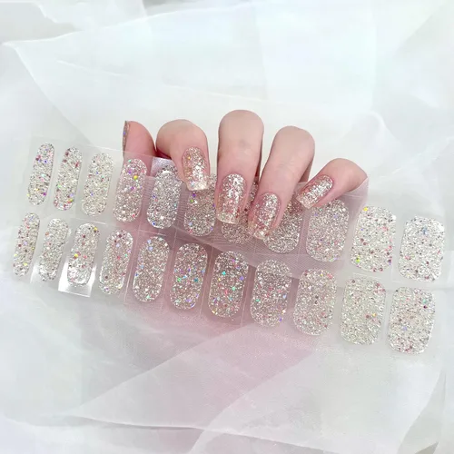 Vista 12 de Tiras de uñas de gel rojo burdeos color sólido pegatinas de gel de uñas 20 envolturas de manicura extra largas