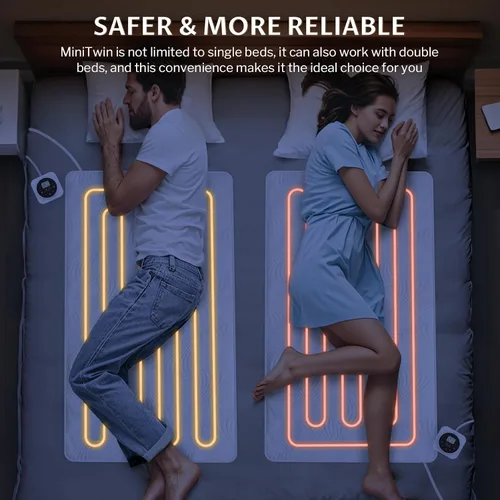 Vista 7 de Protector de colchón eléctrico con calefacción MINI de tamaño Twin - Calentador de cama con funciones de memoria y precalentamiento, 12