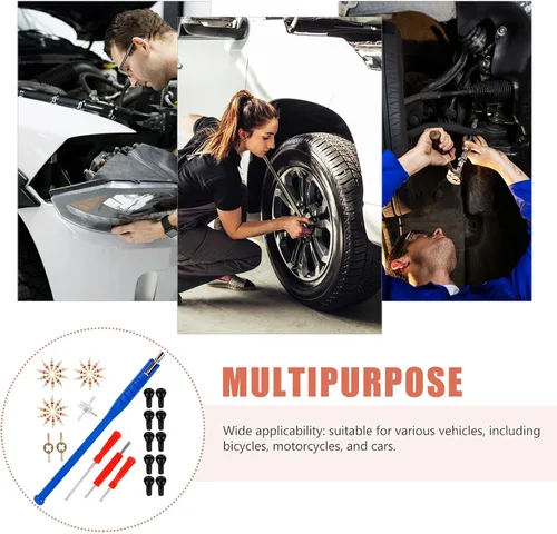 Vista 3 de Alasum 47pcs Tire Valve Stem Tool Set with Puller and Core Remover Blue Handle Valve Stem Installer for Car and Motorcycle Wheel Repair