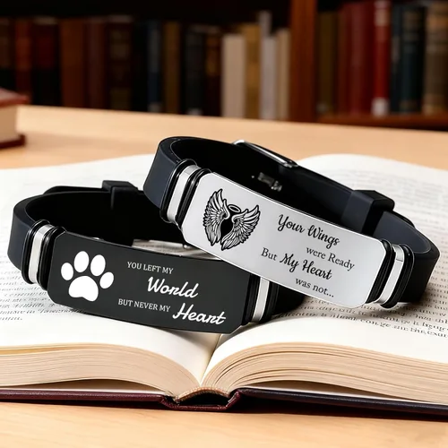 Vista 6 de ubmpj Pulsera de fotos personalizada para mujeres y hombres – Pulseras conmemorativas con imagen personalizada – Banda grabada de acero inoxidable