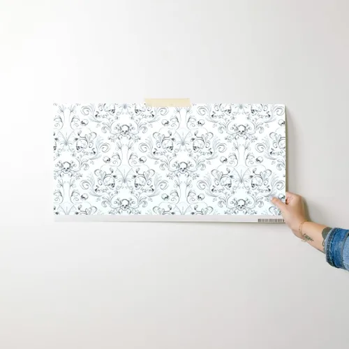 Vista 7 de Spoonflower Papel tapiz para despegar y pegar, diseño textil de damasco de calavera, tela artística de Halloween, papel tapiz extraíble personalizado