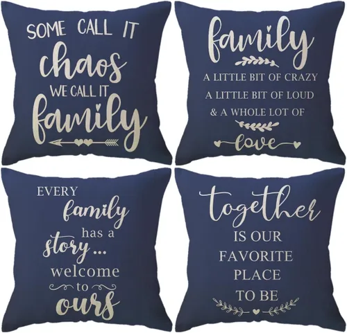 Vista 9 de ULOVE LOVE YOURSELF Juego de 4 fundas de cojín decorativas con citas para el hogar, 18 x 18 pulgadas, fundas de almohada rústicas con palabras