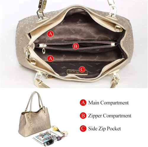 Vista 3 de Leather Handbag for Women Ladies Top Handle Tote Crossbody Shoulder Bag