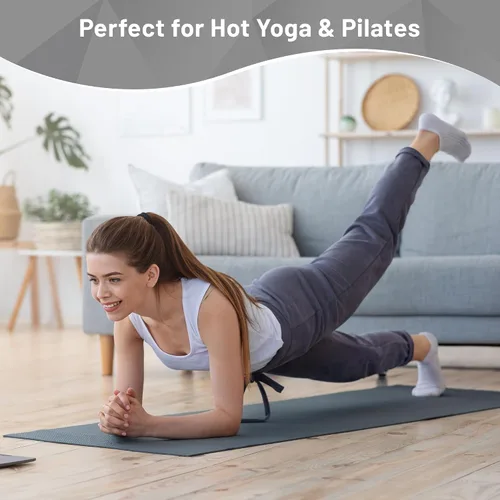 Vista 6 de Toalla de yoga antideslizante con puntos de agarre, toalla de microfibra absorbente del sudor para yoga, pilates, bikram y fitness, 72 x 24