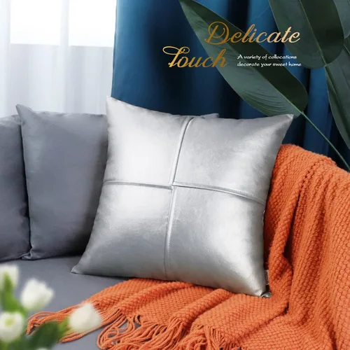 Vista 47 de BRAWARM Fundas de Almohada Decorativas de Cuero Sintético 12 X 20 Pulgadas, Fundas de Almohada Lumbar de Cuero Naranja Paquete de 2, Almohadas