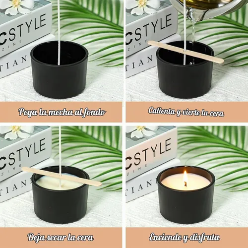 Vista 5 de SUPMIND - Tarros de vela negros de 4 onzas a granel, 15 piezas, tarros de vidrio para hacer velas Wide Mouth Glass Empty Candle Jars with Bamboo