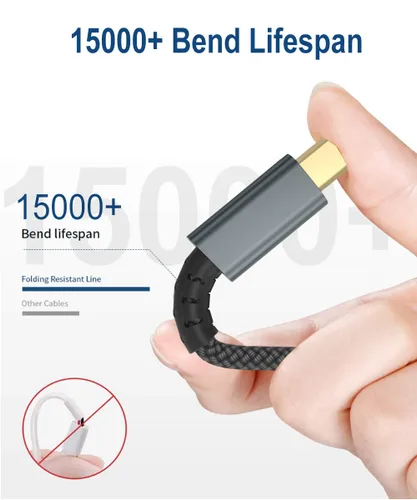 Vista 6 de Cable de impresora USB de 10 pies – Cable de impresora 2.0 de alta velocidad, cable USB-B, cable de escáner B a A compatible con HP, Canon, Epson