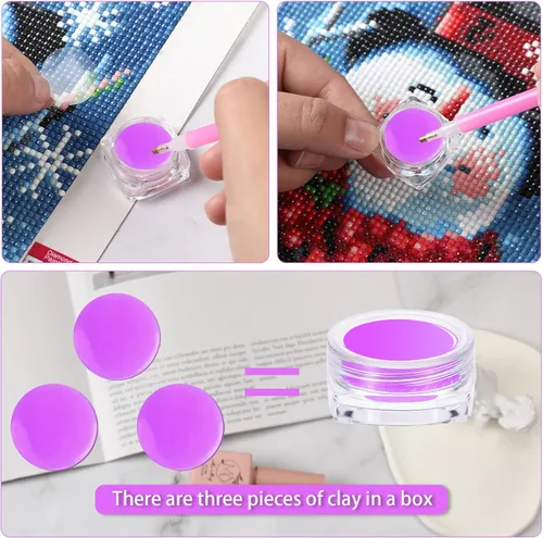 Vista 3 de FEBSNOW 45 piezas de cera de pintura de arte de diamante, 15 unidades de cera para pintura de arte de diamantes con caja de almacenamiento llena