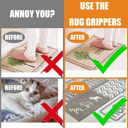 Vista 2 de Agarres para alfombras con súper adherencia, cinta antideslizante para alfombra que mantiene tu alfombra en su lugar y hace que las esquinas sean